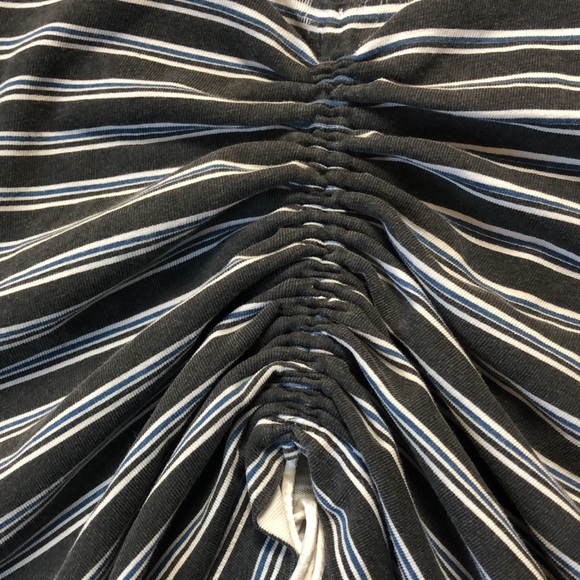 T by Alexander Wang Black Short-Sleeve Striped Gathered-Front Tee - Picture 6 of 10